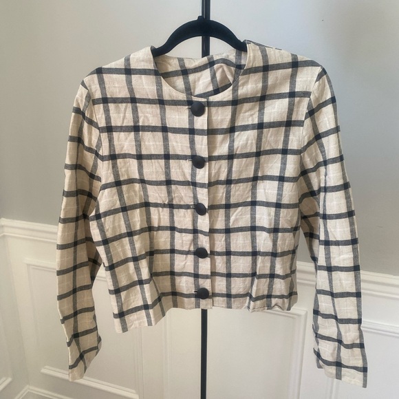 Plaid Button-Up Women's Jacket - Picture 1 of 5